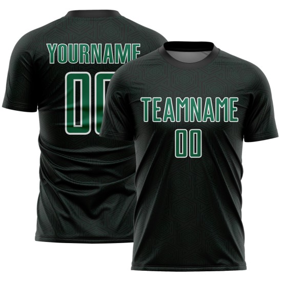 Kelly Black Jersey Sports Uniform Custom Sublimation Geometric Soccer Green-White Shape Kelly Black Jersey Sports Uniform Custom Sublimation Geometric Soccer Green-White Shape