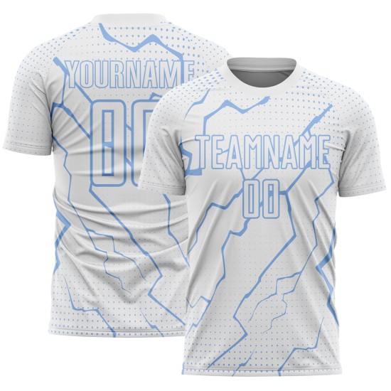Jersey Soccer Lightning Uniform Custom White Sports Light Blue Sublimation Jersey Soccer Lightning Uniform Custom White Sports Light Blue Sublimation