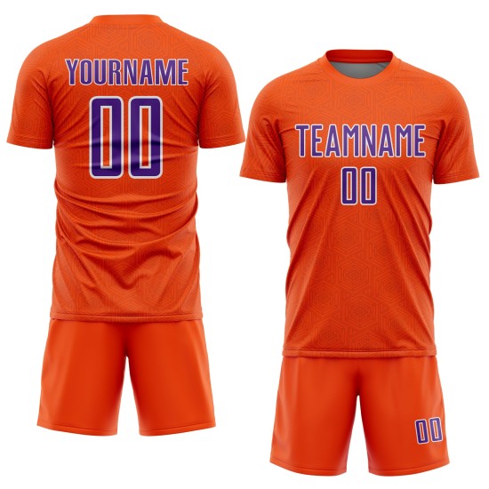 Shape Custom Sports Jersey Purple-White Orange Soccer Uniform Geometric Sublimation Shape Custom Sports Jersey Purple-White Orange Soccer Uniform Geometric Sublimation